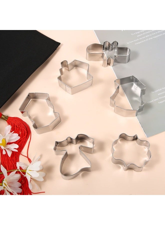 SAVITA 6pcs Graduation Cookie Cutters, Stainless Steel Molds Graduation Cookie Cutters Including Molds for Name Tags, Certificates, Gowns, Doctor Hats Cookie Cutters for Baking - Image 2