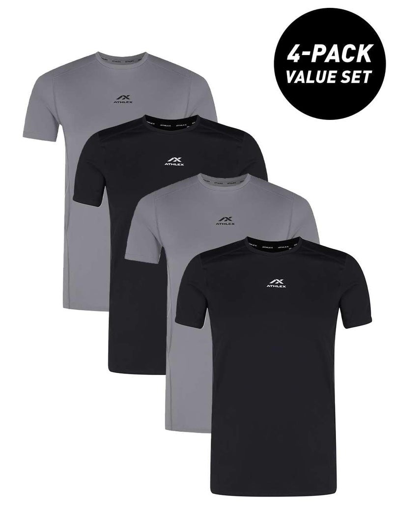 Athlex Men's 4-Pack FLEX PRO Compression Training T-Shirts – ATCOMPRESSION Tech, Quick-Dry, Anti-Odor, Mesh Panels & Athletic Fit - Image 2