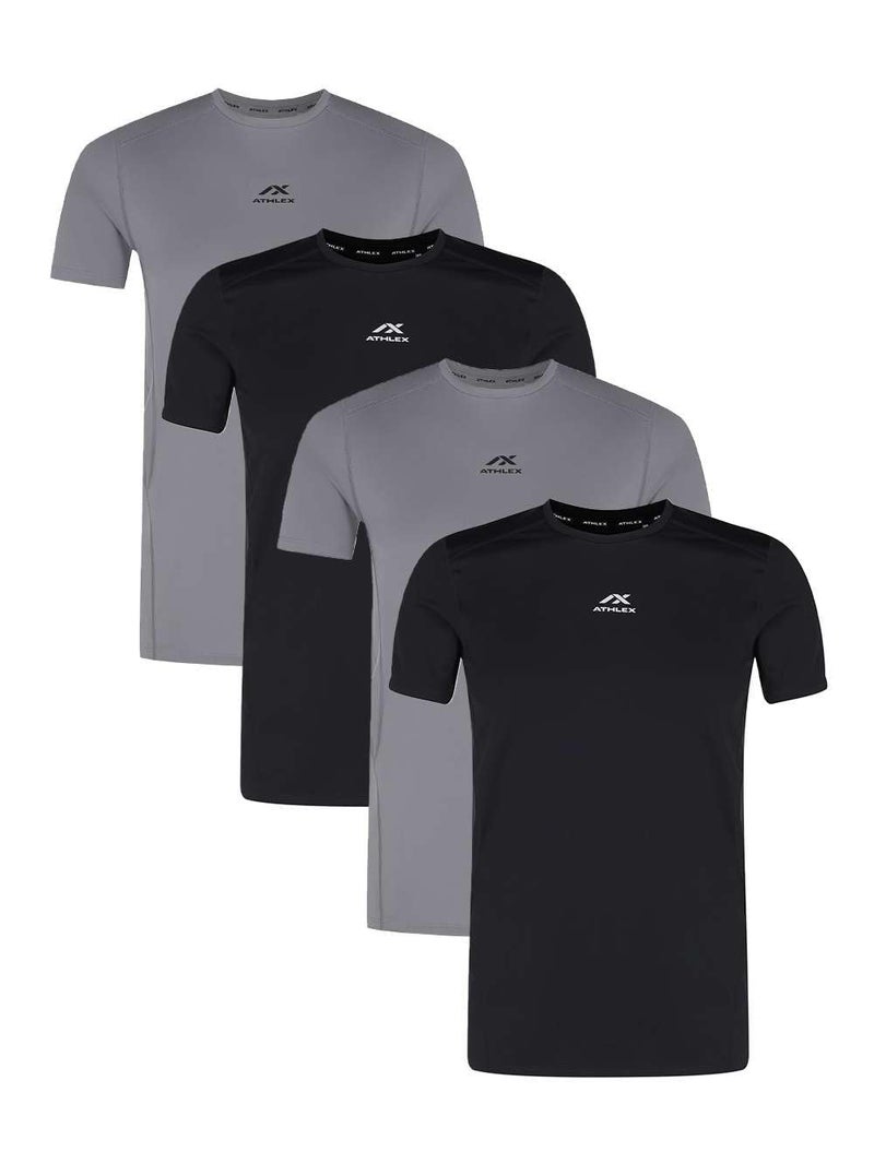 Athlex Men's 4-Pack FLEX PRO Compression Training T-Shirts – ATCOMPRESSION Tech, Quick-Dry, Anti-Odor, Mesh Panels & Athletic Fit - Image 1
