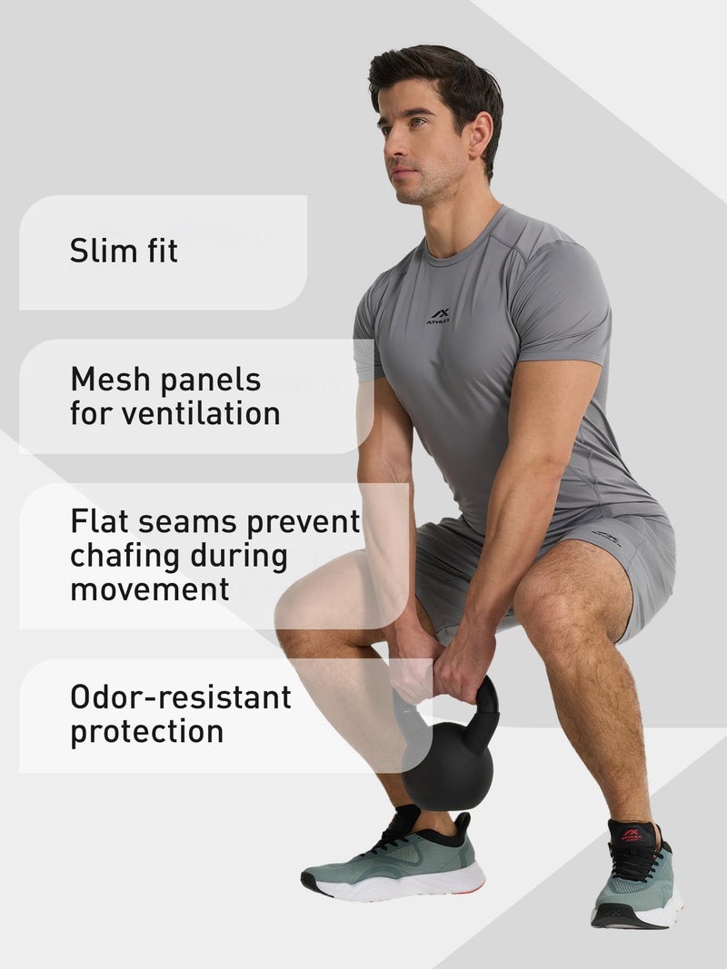Athlex Men's 4-Pack FLEX PRO Compression Training T-Shirts – ATCOMPRESSION Tech, Quick-Dry, Anti-Odor, Mesh Panels & Athletic Fit - Image 4