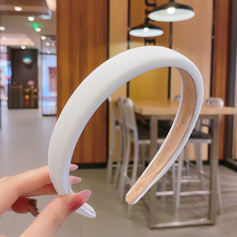 Generic Super Fairy French Style Girls Floral Hair Band Womens Face Wash Cute All-match Going-out Pearl Headband Vintage Rhinestone Hair Accessories 3# White wide body sponge hairband