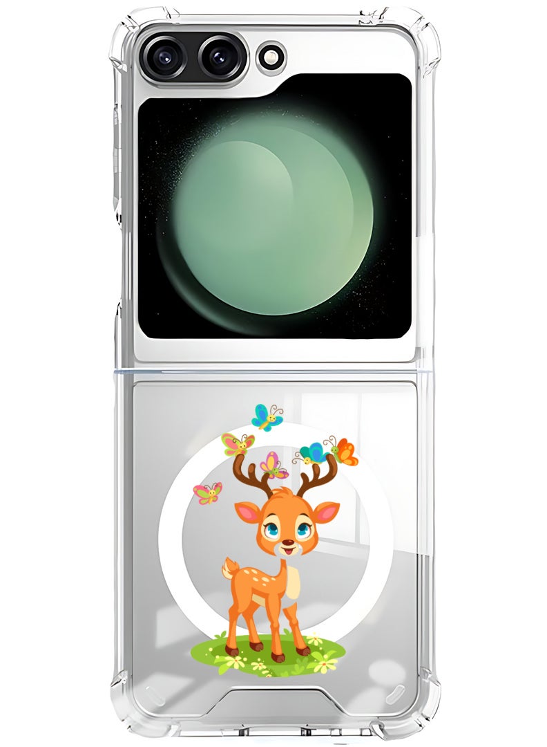 Theodor Magnetic Case for Samsung Galaxy Z Flip 5 Compatible with MagSafe Wireless Charging, Shockproof Phone Bumper Cover deer - Image 1