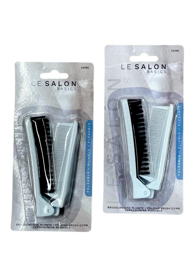 Le Salon Folding Compact Travel Pocket Hair Brush/Comb 1 Red 1 White By Le Salon  - Image 1