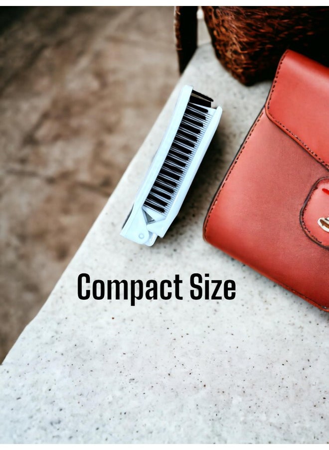 Le Salon Folding Compact Travel Pocket Hair Brush/Comb 1 Red 1 White By Le Salon  - Image 3