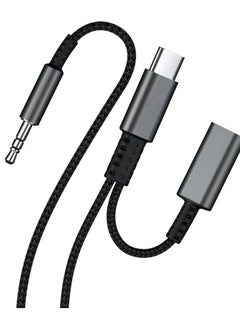 USB C to 3.5mm Aux Cord for Car with Charging 4FT, 2-in-1 USB-C to Headphone Audio Jack Adapter and Charger, Type C aux Cable dongle for Stereo, Speaker, Samsung Galaxy S23 S21 S22 A53 and More (4FT)
