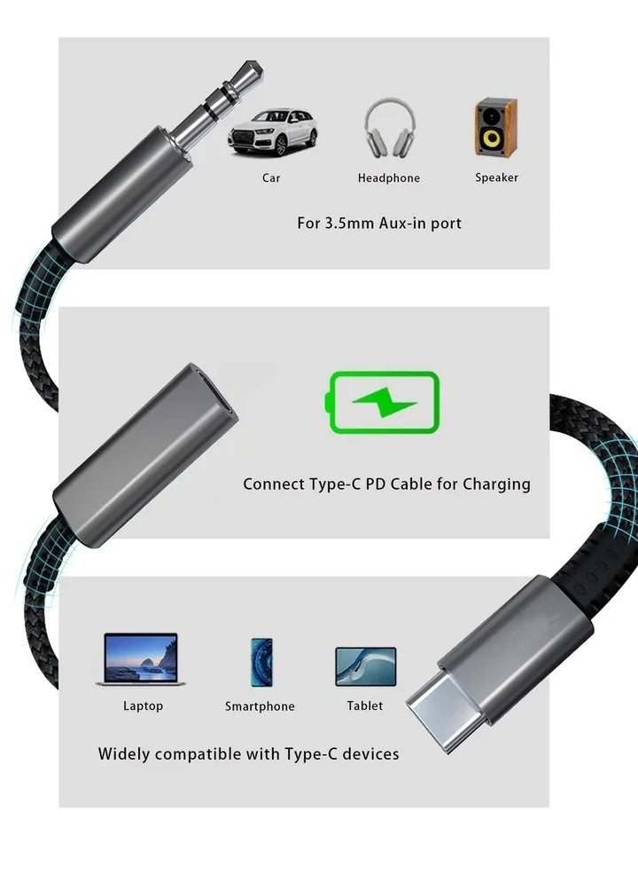 Generic - USB C to 3.5mm Aux Cord for Car with Charging 4FT, 2-in-1 USB-C to Headphone Audio Jack Adapter and Charger, Type C aux Cable dongle for Stereo, Speaker, Samsung Galaxy S23 S21 S22 A53 and More (4FT) - Image 1