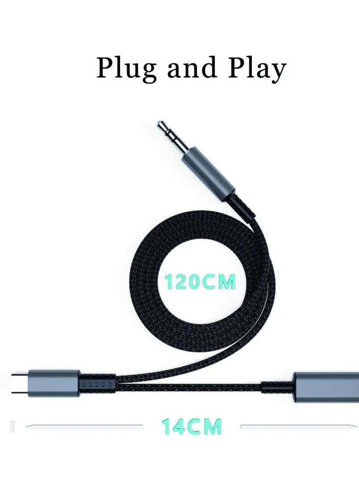 Generic - USB C to 3.5mm Aux Cord for Car with Charging 4FT, 2-in-1 USB-C to Headphone Audio Jack Adapter and Charger, Type C aux Cable dongle for Stereo, Speaker, Samsung Galaxy S23 S21 S22 A53 and More (4FT) - Image 1