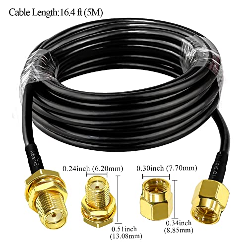 TUOLNK RG58 SMA Jumper Cable, Low Loss SMA Male to SMA Female Coaxial Cable, 5M (16.4 ft) SMA Antenna Extension Cable for Antennas, Radio Scanner, CB Radio - Image 5