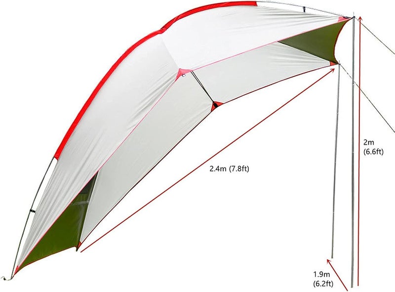 KEAIDO Car Tailgate Awning Tent Pickup Truck Canopy Camping Outdoor Sun Shelter Waterproof Rainfly SUV Minivan Hatchback Camper Trailer Rooftop (Blue) - Image 3