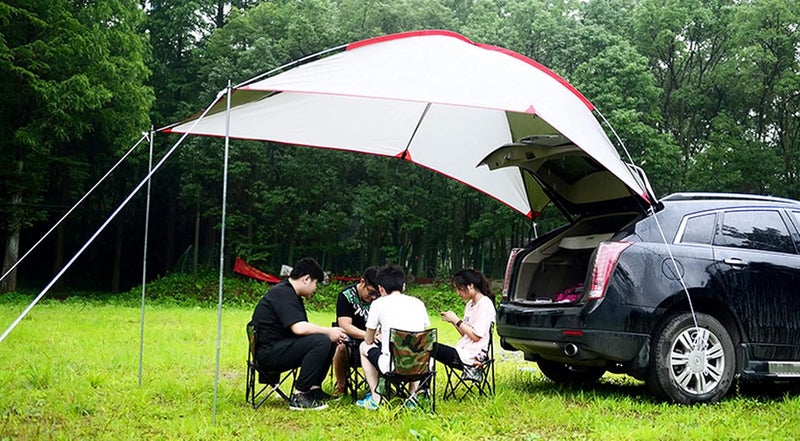 KEAIDO Car Tailgate Awning Tent Pickup Truck Canopy Camping Outdoor Sun Shelter Waterproof Rainfly SUV Minivan Hatchback Camper Trailer Rooftop (Blue) - Image 2