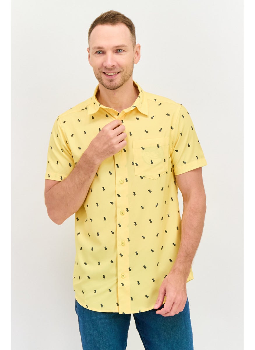 Men Regular Fit Short Sleeve Allover Print Casual Shirt, Yellow - pzsku/ZD14BE65C9EA53A3B110CZ/45/_/1737642068/3b084055-806e-4ec9-914d-41e42d2e8dbc