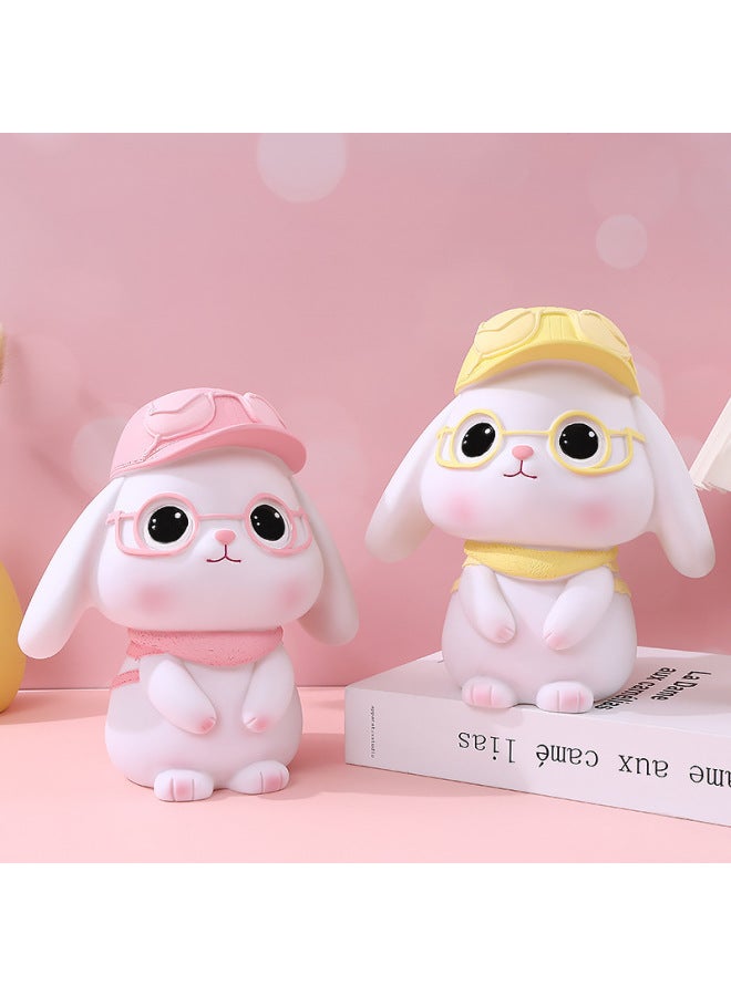 Creative Cute Large Rabbit Piggy Bank Enamel Storage Canister Girls Children's Day Gift Saving Jar Kawaii Bunny Money Pot-Color:1542 Backpack Rabbit-Yellow - Image 5