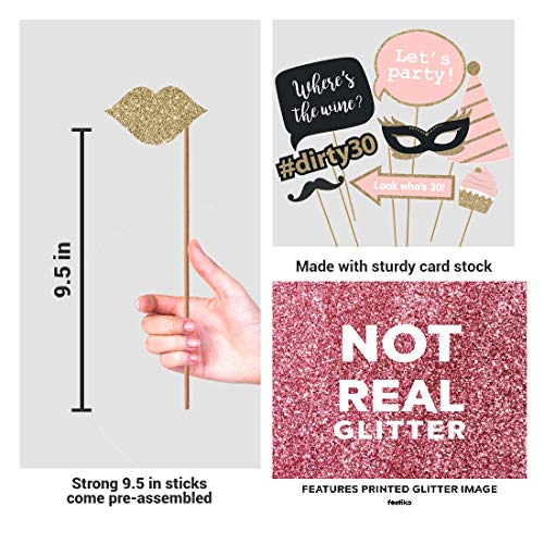 Festiko® 30 Pcs 30th Birthday Photo Booth Props, 30th Birthday Decorations - Image 3