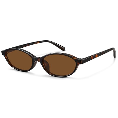 WOWSUN Retro Oval Sunglasses Womens Small Cat Eye Trendy Shades UV400 Protection - Image 1