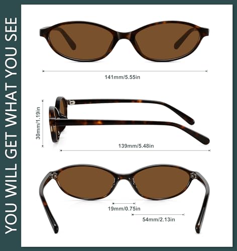 WOWSUN Retro Oval Sunglasses Womens Small Cat Eye Trendy Shades UV400 Protection - Image 5