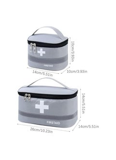 erorex 2 Pcs Empty First Aid Bags with Small Medical Pouch Insulated Survival Medicine Bag Portable Medication Travel Carrying Case for Car Home Camping Office Workplace (1PCS Big+1pcs Small Grey)  - Image 2