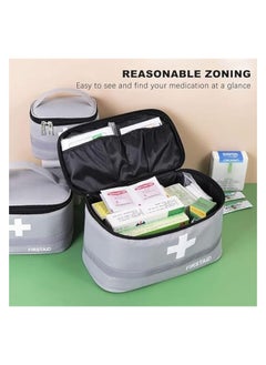 erorex 2 Pcs Empty First Aid Bags with Small Medical Pouch Insulated Survival Medicine Bag Portable Medication Travel Carrying Case for Car Home Camping Office Workplace (1PCS Big+1pcs Small Grey)  - Image 4