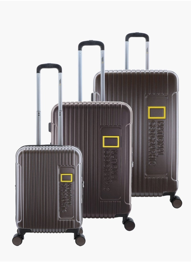 NATIONAL GEOGRAPHIC National Geographic Canyon ABS/PC Hardshell Luggage Set Metallic Mud, Durable Lightweight Expandable Anti-theft Zipper TSA Lock Travel Suitcase, 4 Double Wheel 3pcs Trolley Bag (20+24+28 Inch).  - Image 1