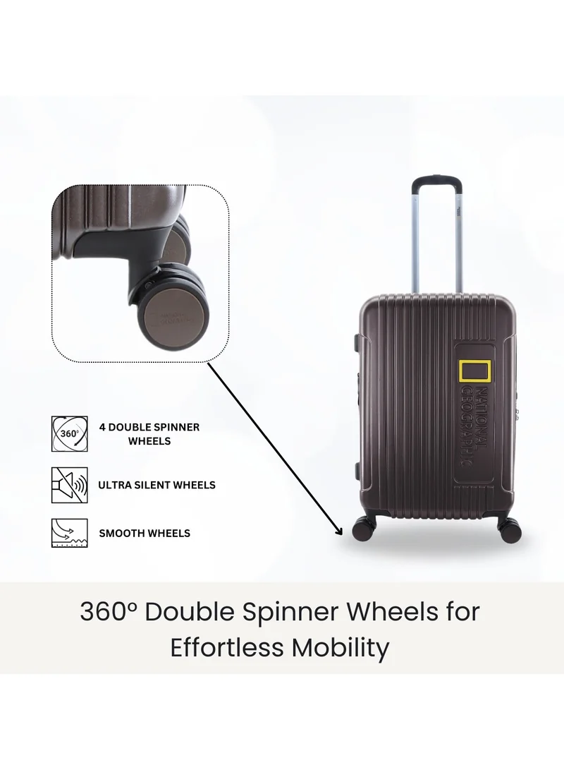 NATIONAL GEOGRAPHIC National Geographic Canyon ABS/PC Hardshell Luggage Set Metallic Mud, Durable Lightweight Expandable Anti-theft Zipper TSA Lock Travel Suitcase, 4 Double Wheel 3pcs Trolley Bag (20+24+28 Inch).