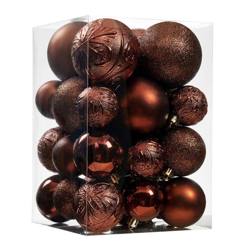 Wironlst Christmas Ball Ornaments 30pcs Shatterproof Plastic Christmas Ornaments Hanging Ball Decorations for Xmas Tree Holiday Wedding Party MultiSize Brown - Image 2
