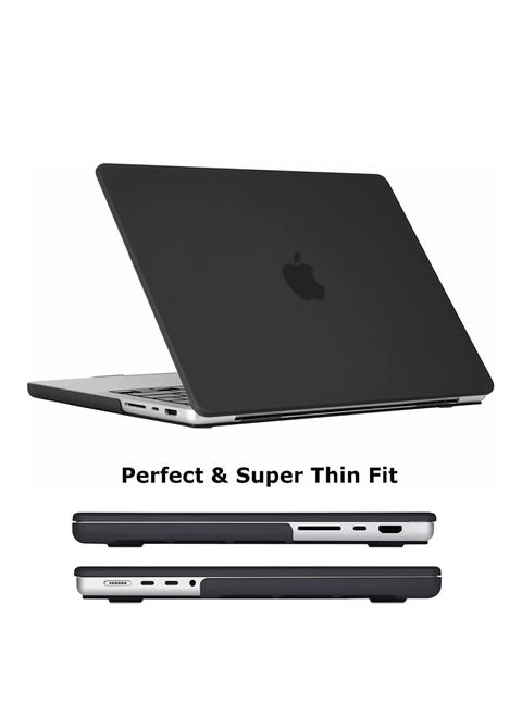 Protective Plastic Hard Shell Case Cover Compatible with MacBook Air 13.6 inch 2022 --2025 Release M4 A3240/M3 A3113 /M2 A2681 with Liquid Retina Display & Touch ID, Protective Plastic Hard Shell Case,Black