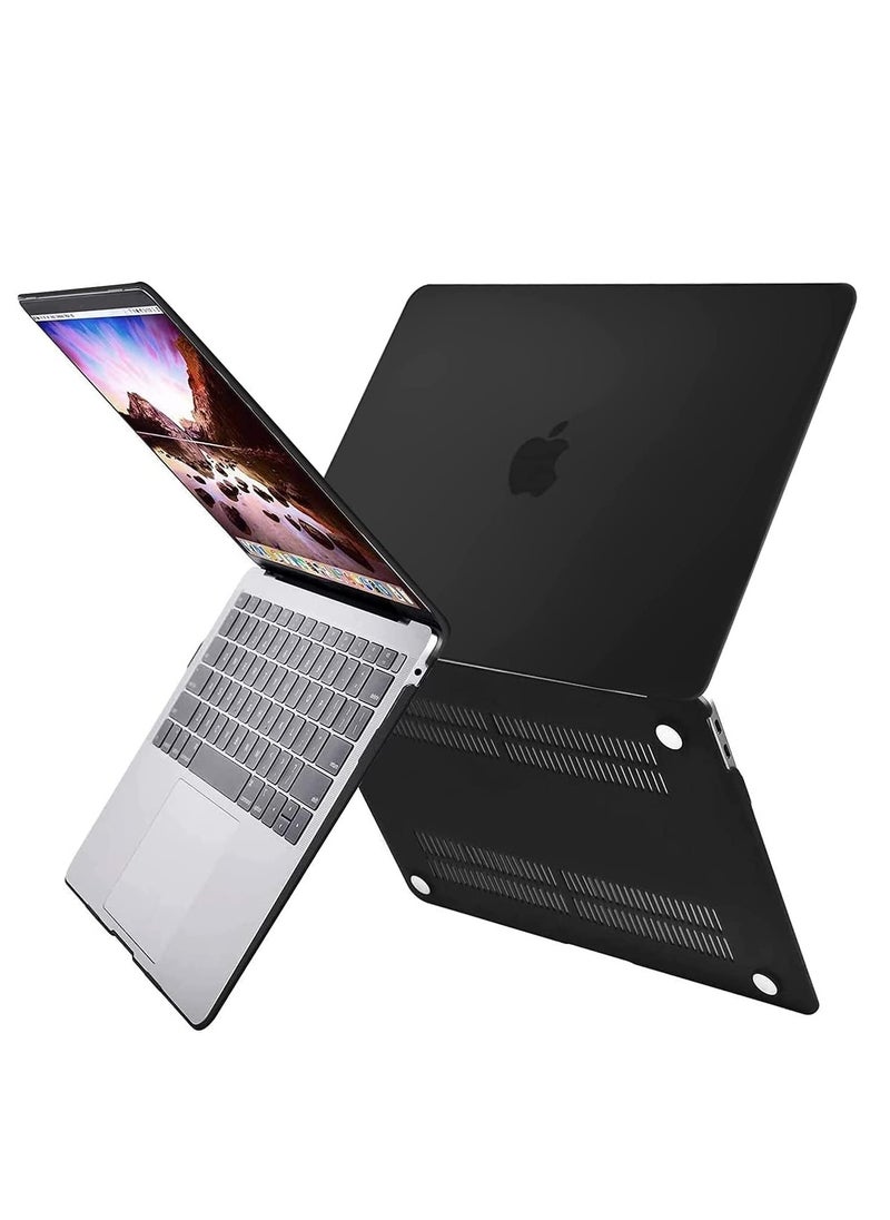Protective Plastic Hard Shell Case Cover Compatible with MacBook Air 13.6 inch 2022 --2025 Release M4 A3240/M3 A3113 /M2 A2681 with Liquid Retina Display & Touch ID, Protective Plastic Hard Shell Case,Black
