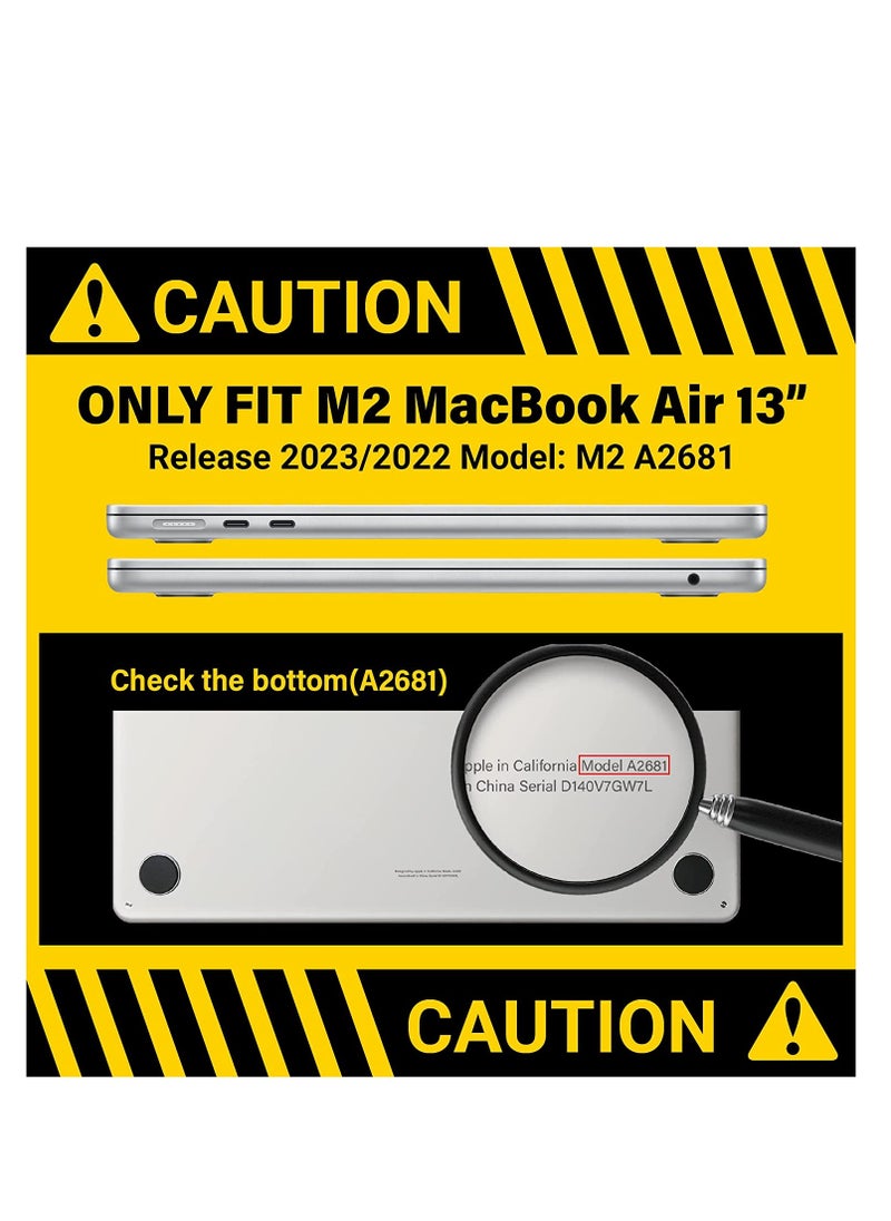Protective Plastic Hard Shell Case Cover Compatible with MacBook Air 13.6 inch 2022 --2025 Release M4 A3240/M3 A3113 /M2 A2681 with Liquid Retina Display & Touch ID, Protective Plastic Hard Shell Case,Black