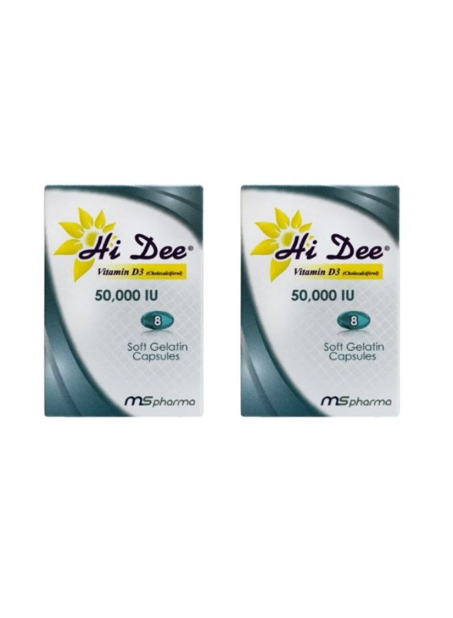 Hi Dee 50000 IU Capsules 2 Pack | High Strength Vitamin D3 Supplement for Bone & Immunity Support