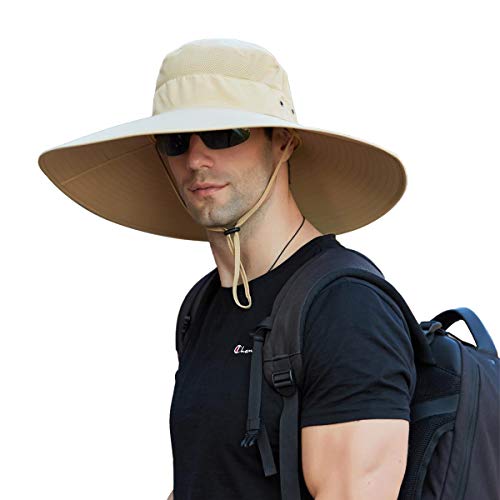 Leotruny Super Wide Brim Bucket Hat UPF50+ Waterproof Sun Hat for Fishing Hiking Camping (C03-Khaki) - Image 1