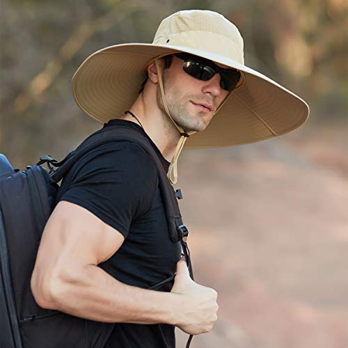 Leotruny Super Wide Brim Bucket Hat UPF50+ Waterproof Sun Hat for Fishing Hiking Camping (C03-Khaki) - Image 2