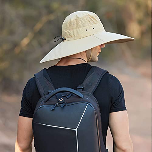 Leotruny Super Wide Brim Bucket Hat UPF50+ Waterproof Sun Hat for Fishing Hiking Camping (C03-Khaki) - Image 3