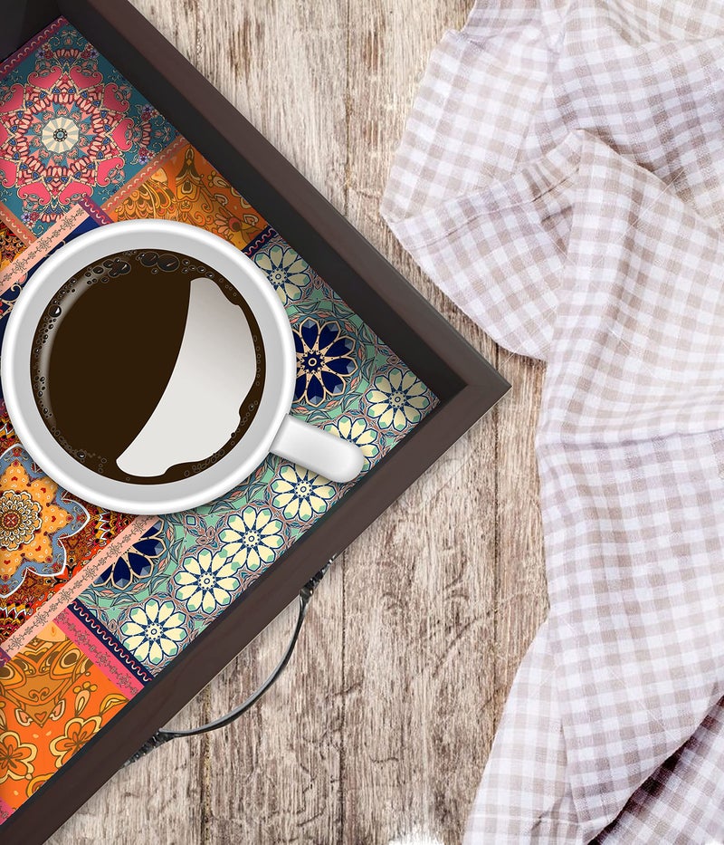 PAPER PLANE DESIGN Wooden Serving Tray for Serving, Square Large Serving Tray Table Decoration (Square 12 INCH) (A) - Image 4