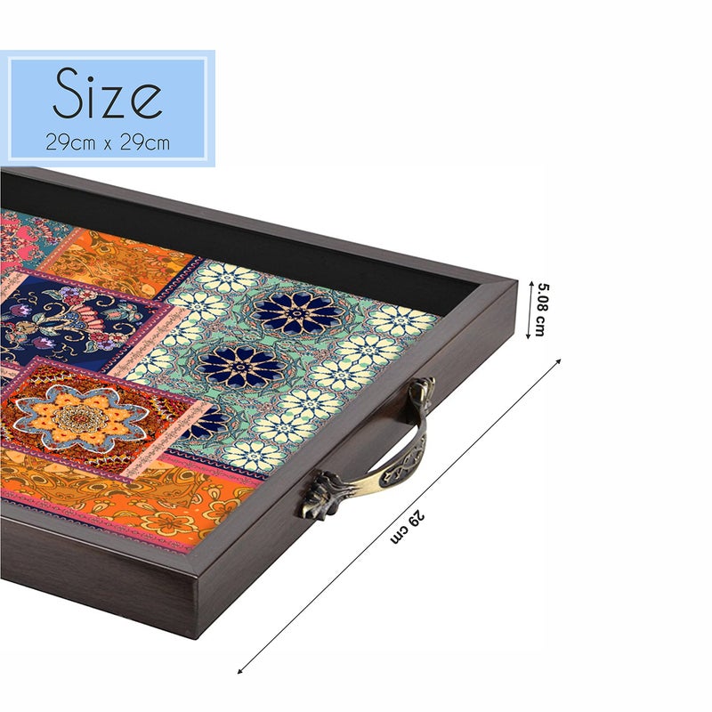 PAPER PLANE DESIGN Wooden Serving Tray for Serving, Square Large Serving Tray Table Decoration (Square 12 INCH) (A) - Image 5