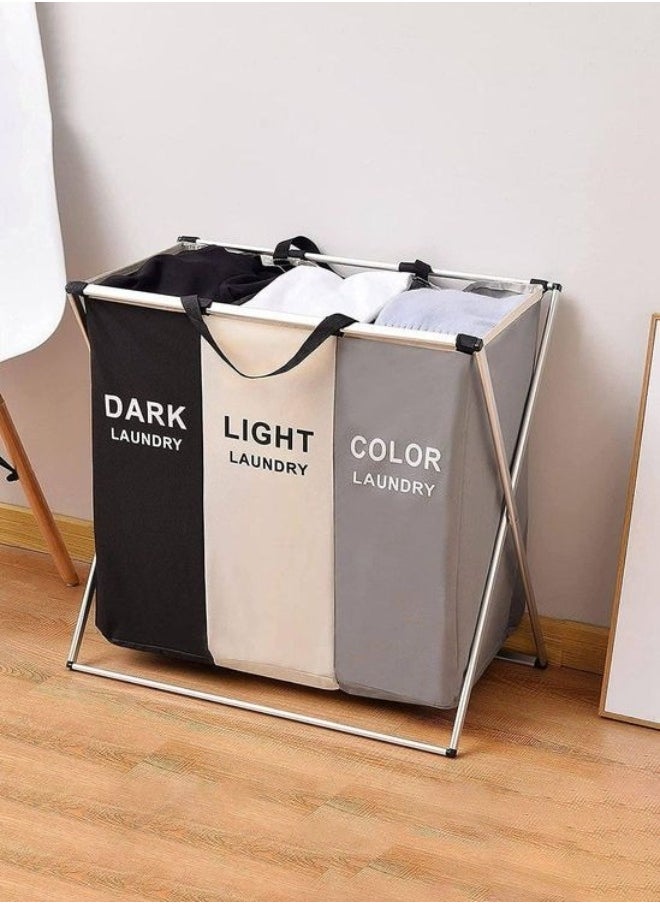 FALMER - 3-Section Laundry Basket – Multi-Compartment Hamper for Sorting Clothes - Image 1