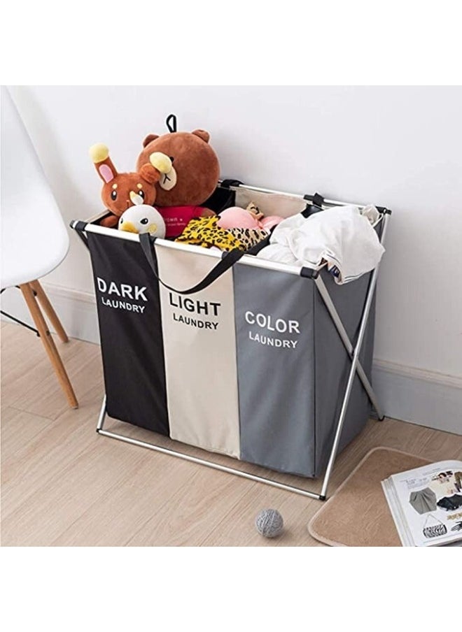 FALMER - 3-Section Laundry Basket – Multi-Compartment Hamper for Sorting Clothes - Image 1