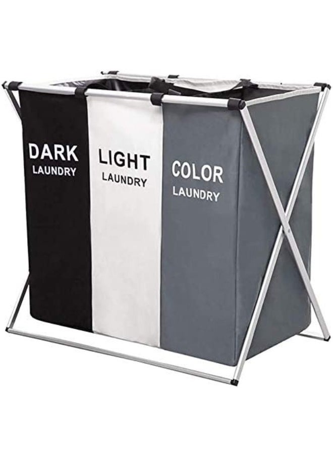 FALMER - 3-Section Laundry Basket – Multi-Compartment Hamper for Sorting Clothes - Image 1