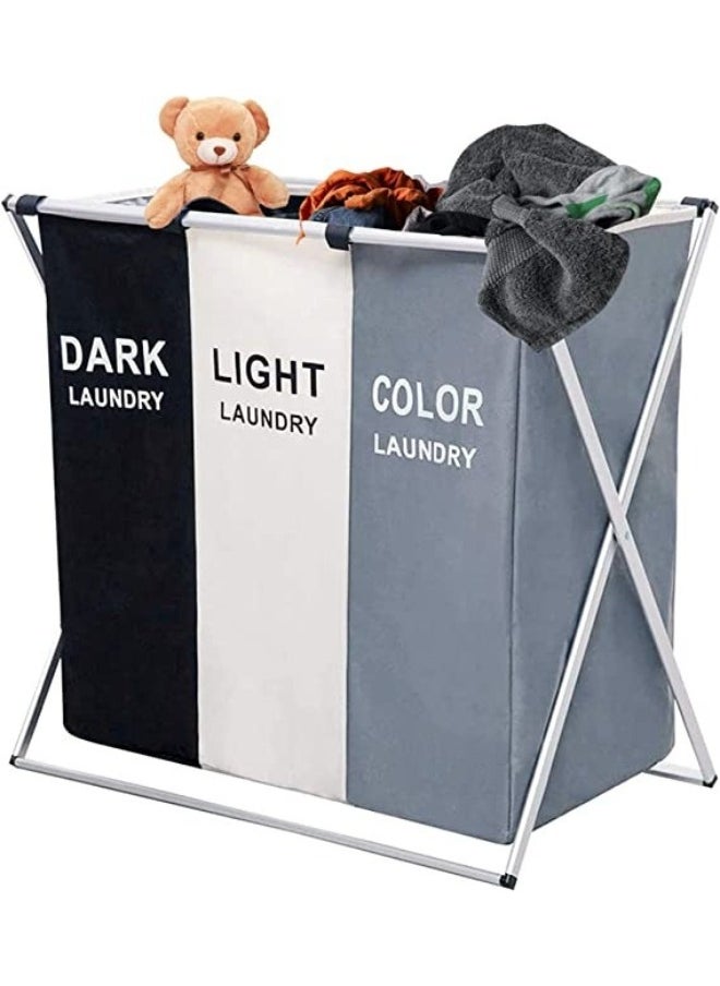 FALMER - 3-Section Laundry Basket – Multi-Compartment Hamper for Sorting Clothes - Image 1