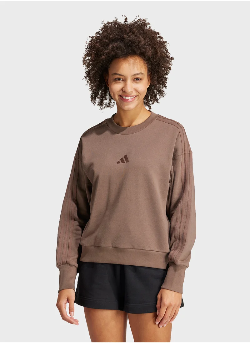 اديداس All Szn French Terry 3 Stripe Sweatshirt