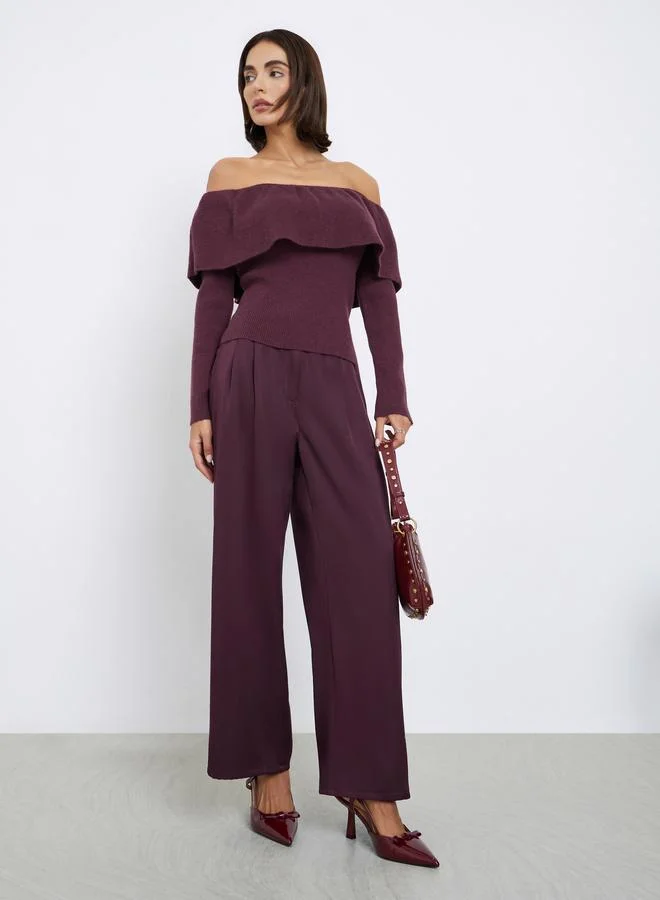 ستايلي بنطال بأرجل واسعة مزود بجيوب