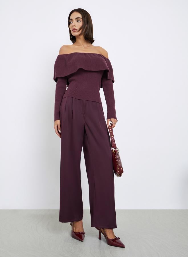 ستايلي بنطال بأرجل واسعة مزود بجيوب - Image 1