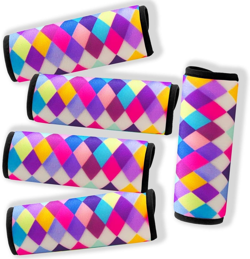 Gowraps Suitcase Tags Identifiers-Luggage Handle Wrap Travel Luggage identifiers For Suitcases Unique Travel essentials for Airplane/Flying/Luggage (Colorful Check) - Image 1