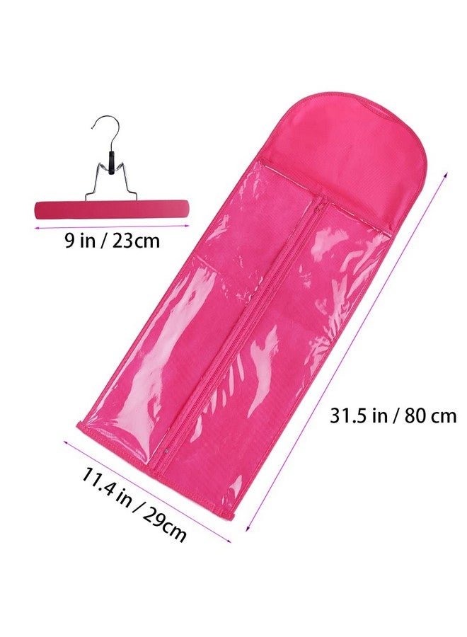 RJMBMUP 1 Pack Extra Long Hair Extension Holder Wig Storage Bag With Hanger Hairpieces Ponytail Bundles Storage Carrier Case For Store Style Hair Travel Hair Extensions Bag Pink Color - Image 3