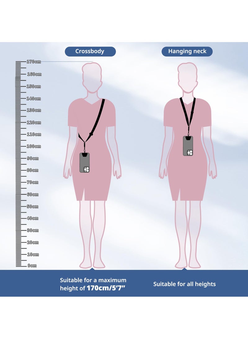 فوميمو حبل عنق قابل للتعديل للهواتف الذكية، حامل يدوي حر مع رقعة لاصقة، مناسب للأجهزة المحمولة (أسود/رمادي) - Image 4