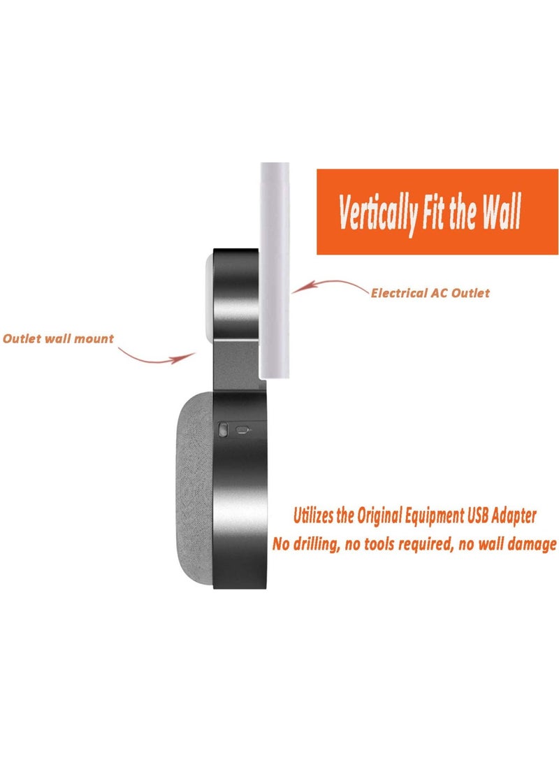 SOLARAE Google Nest Mini Wall Mount Holder (2nd Gen) - Speaker Stand with Cord Management, Outlet Wall Mount Accessories for Nest Mini Speaker (Black, 2 Pack) - Image 3