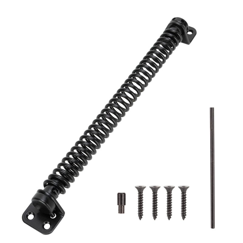SANKINS 1112 Gate Spring Self Closing Heavy Duty Outdoor Door Spring Automatic Metal Gate Closure Hardware with Adjustable Tool for Wooden and Vinyl Fence Black