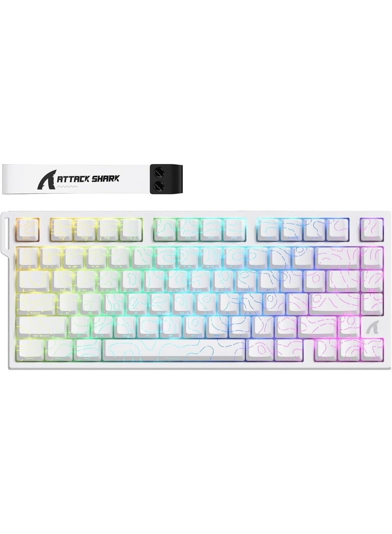 Attack Shark R82 HE Rapid Trigger Keyboard Magnetic Switch with 0.005MM RT 75% Wired 8KHz Magnetic Keyboard With 0.005mm RT Accuracy, Support RT/Snap Tap/DKS/MT/TGL - White Contours - Image 1