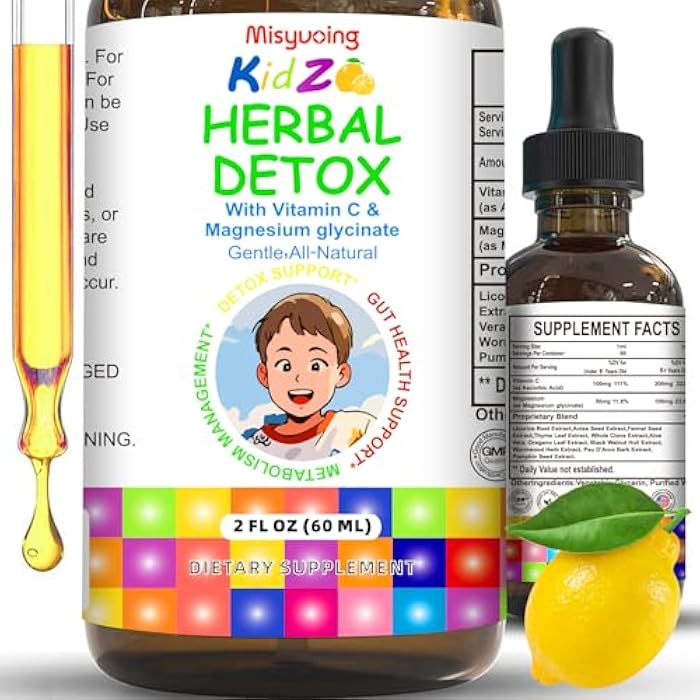 Misyvoing Natural Herbal Gut Support for Kids and Adults,Supports Body Cleansing, Immune Support,Improve Concentration,Vitamins C & Magnesium Glycinate,Sugar-Free (60ml, Lemon) - Image 1
