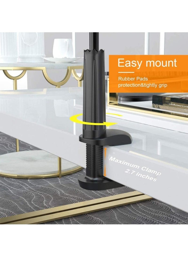 Raxoom 360 Degree Cell Phone Holder, Clamp Universal Lazy Mount Clip Hands Free Flexible Long Arm Bracket Grip for 3.5-6.5 Phones Mobile Stand Baby Monitor for Desk, Bed, Office, Kitchen( Black) - Image 4