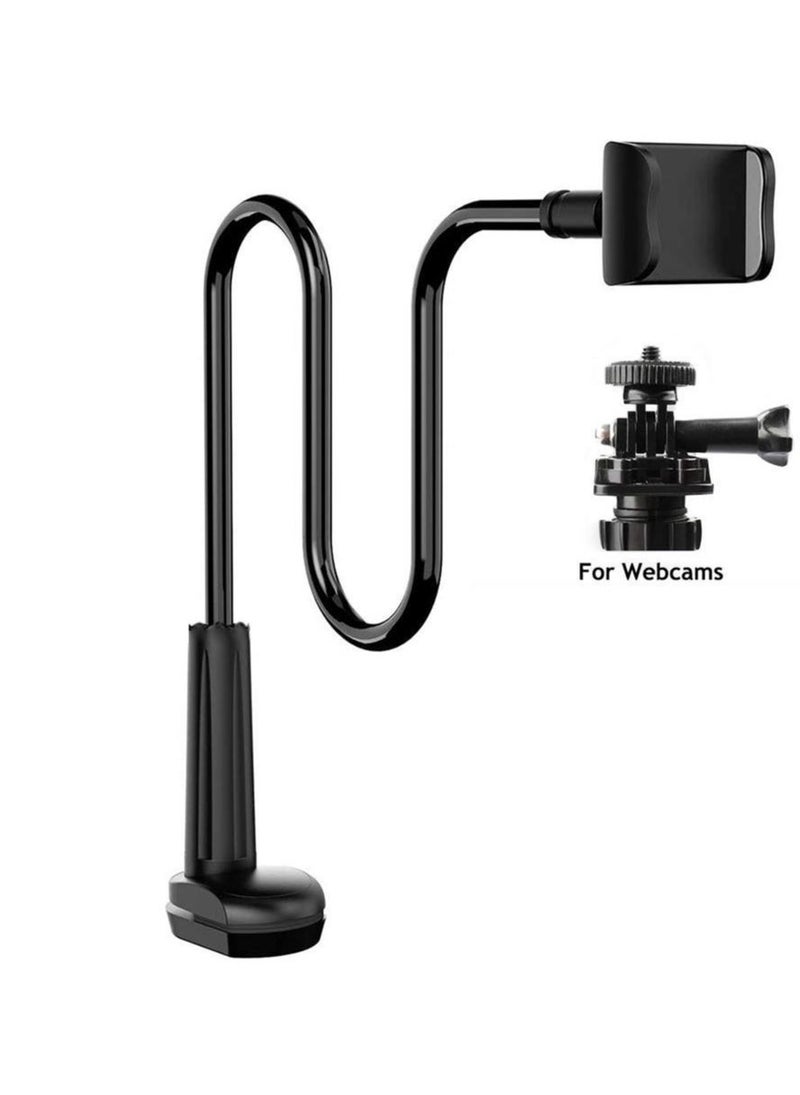 Raxoom 360 Degree Cell Phone Holder, Clamp Universal Lazy Mount Clip Hands Free Flexible Long Arm Bracket Grip for 3.5-6.5 Phones Mobile Stand Baby Monitor for Desk, Bed, Office, Kitchen( Black) - Image 1