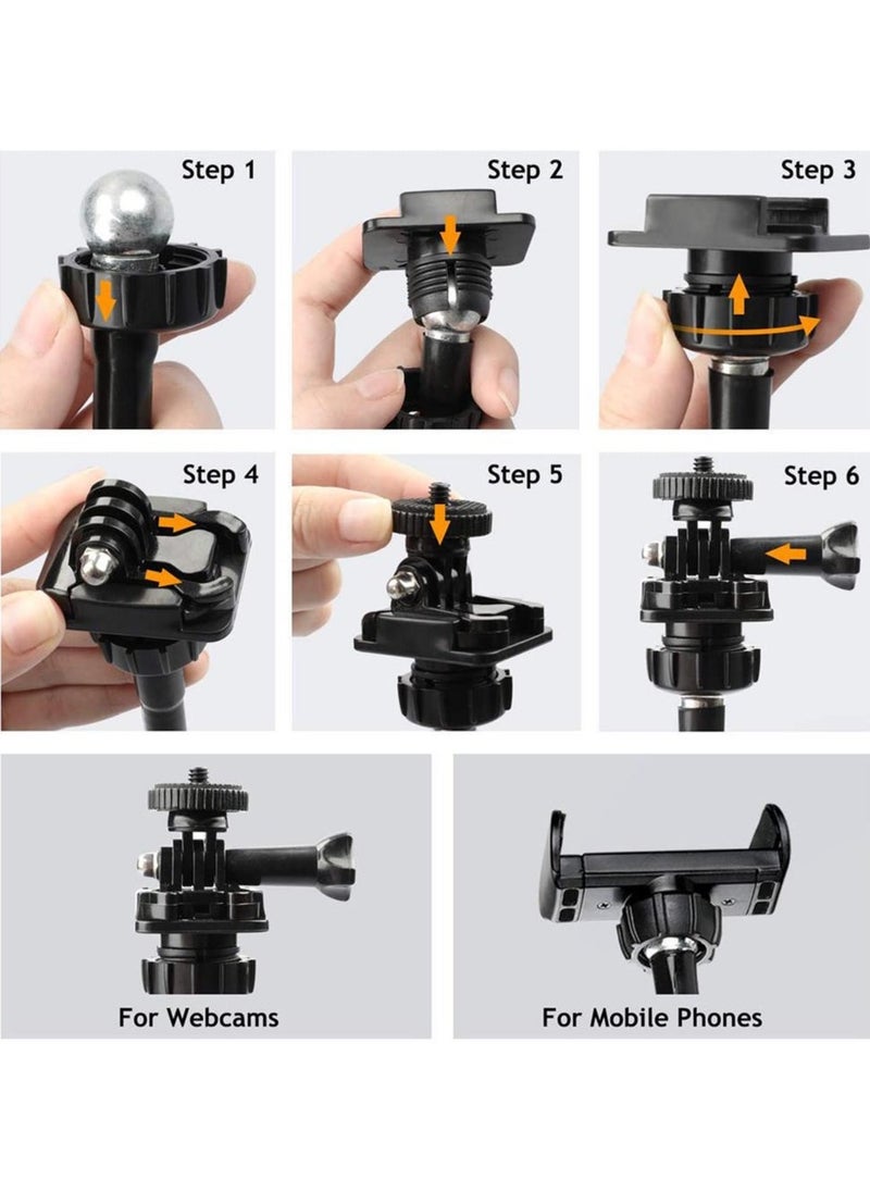 Raxoom 360 Degree Cell Phone Holder, Clamp Universal Lazy Mount Clip Hands Free Flexible Long Arm Bracket Grip for 3.5-6.5 Phones Mobile Stand Baby Monitor for Desk, Bed, Office, Kitchen( Black) - Image 3